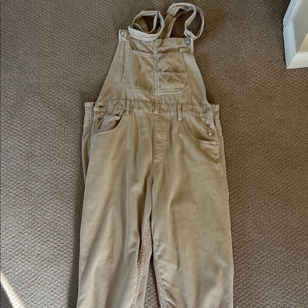 We The Free Beige Corduroy Overalls